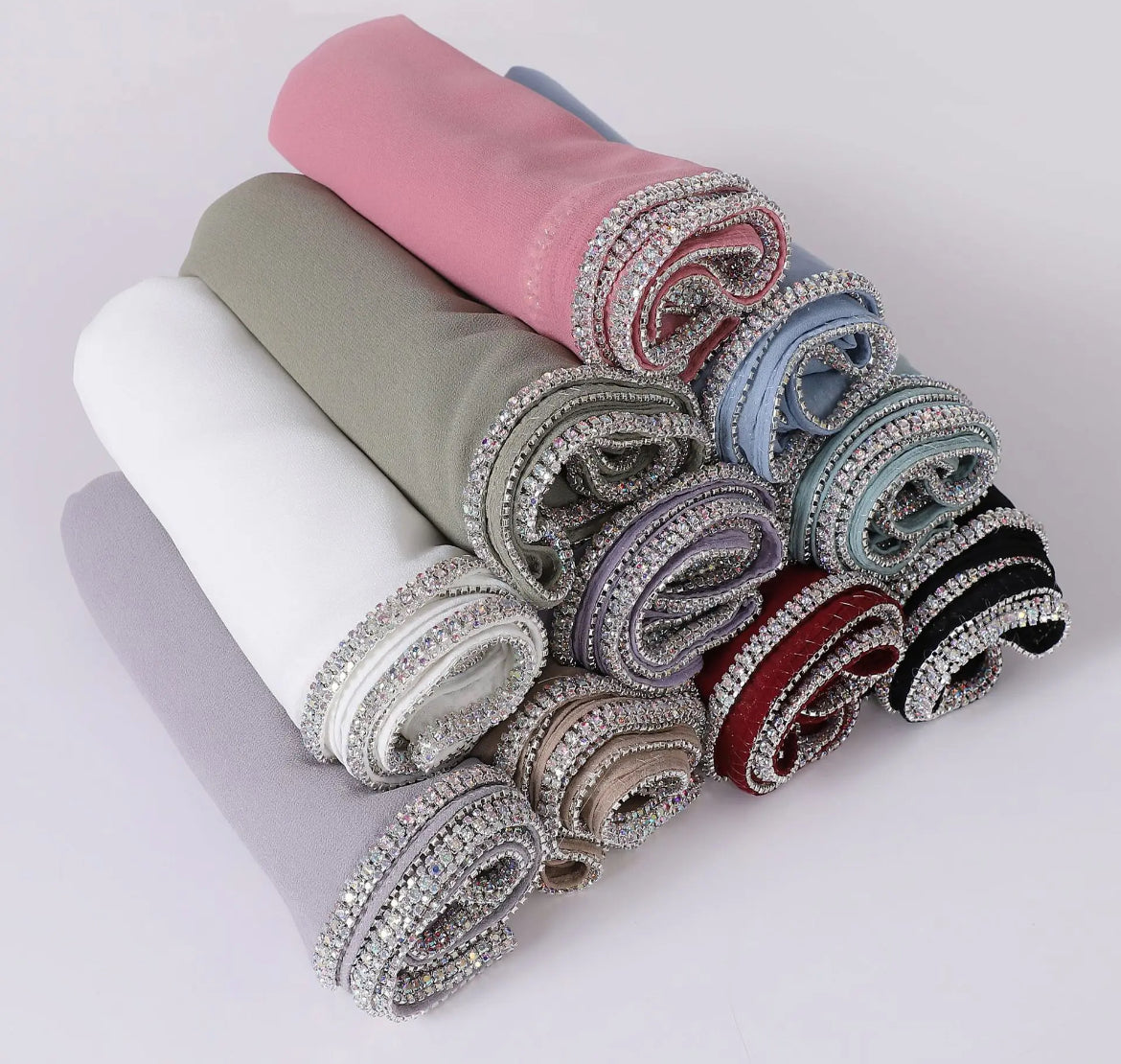 Crystal Edge Chiffon Head Scarf Wrap for Women