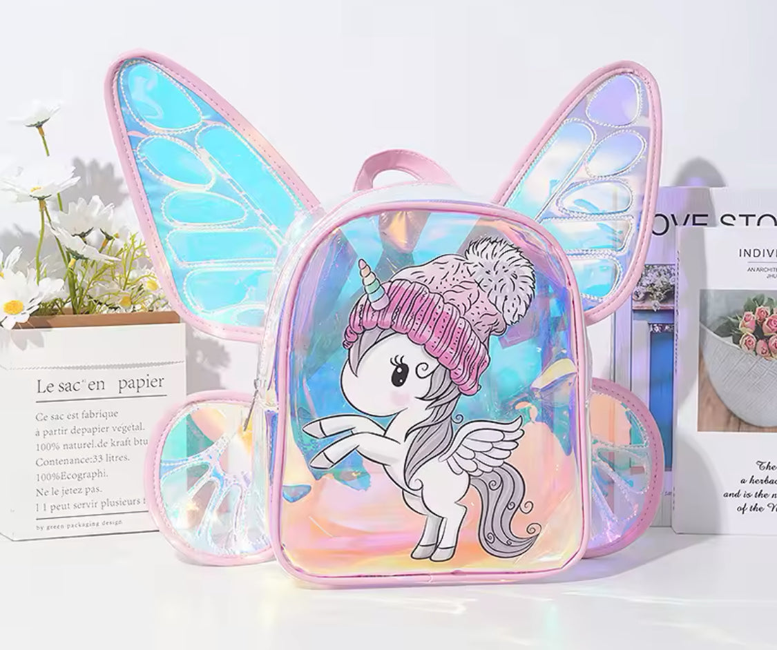 “Unicorn Wings” Kids, Transparent Trendy Backpack