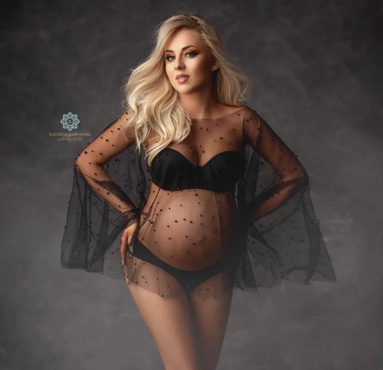 Sexy Tulle Pearl Maternity Photography Pullover Cloak