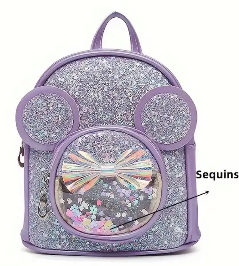 Mochila brillante con lazo y lentejuelas de Minnie