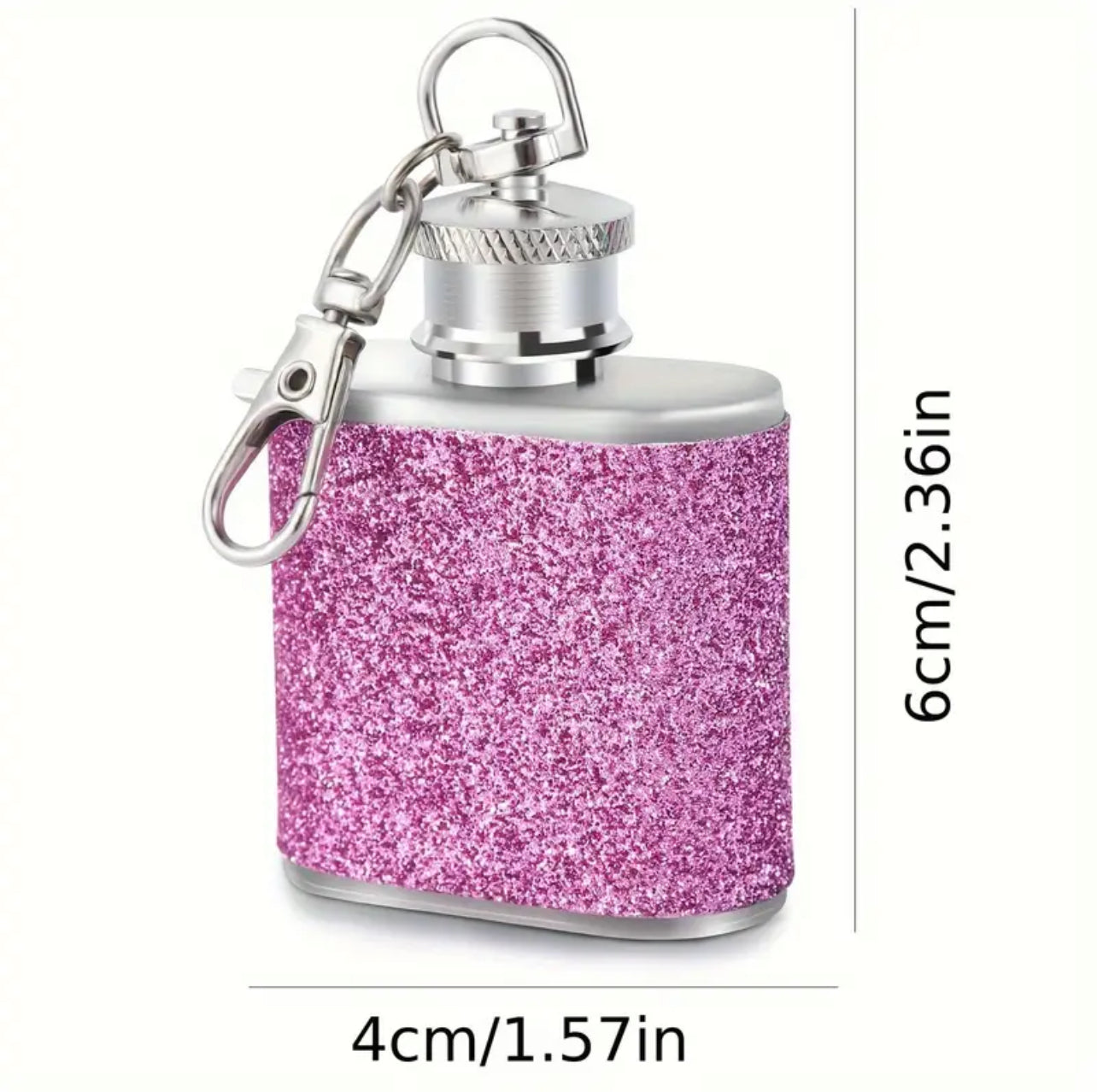 1PC, Purple Glitter Portable Stainless Steel Carry-on Flask, 1oz