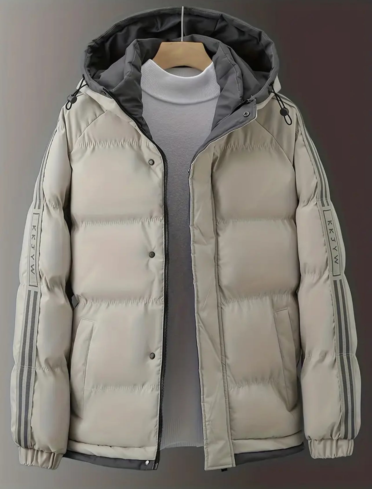 Classic Design Warm Hooded, Casual Zip Up Jacket