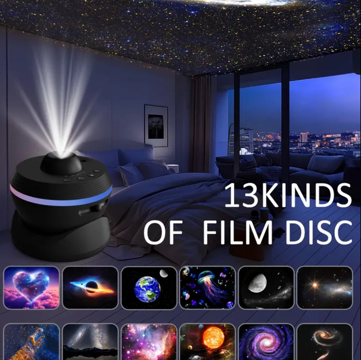 [Generata 5/6 e përmirësuar] Projektor Galaxy Planetarium, projektor me dritë 13 në 1 yje Drita e natës me yje me meteorë dinamikë, Mjegullnajë me rrotullim 360°, projeksion 4K HD dhe në shkallë të madhe për dekorimin e dhomës së gjumit