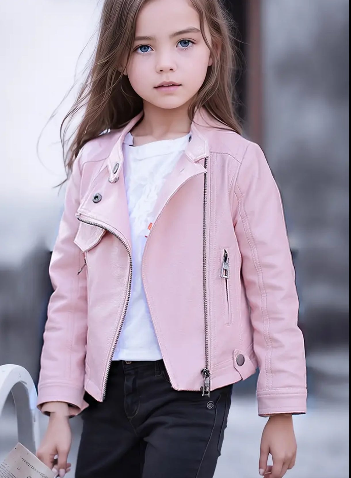 Girls Motorcycle Stand Collar Diagonal Zipper Leather Jacket For Spring And Autumn