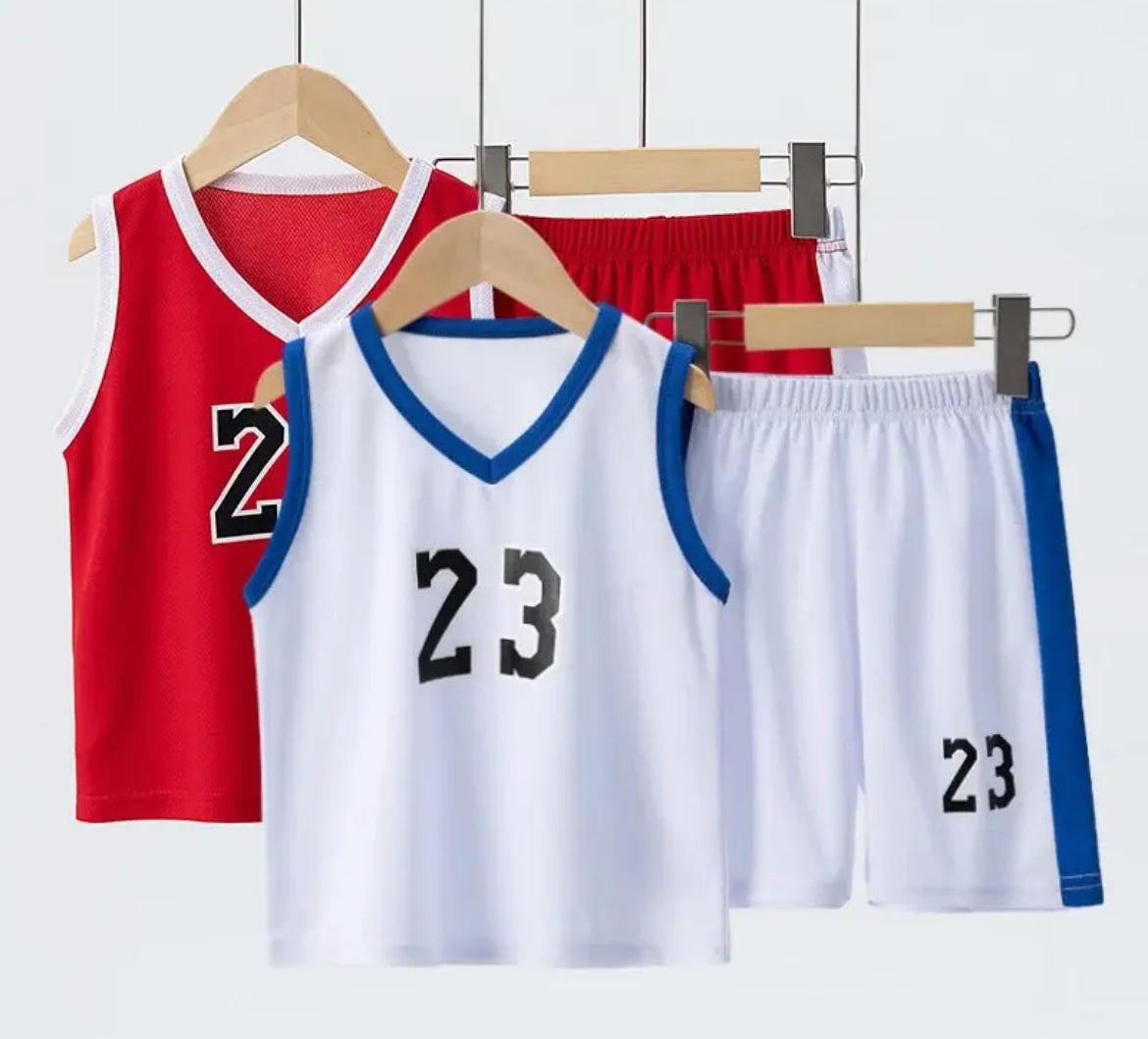 Summer CHILDREN'S Basketball Suit Boys and Girls Sports Vest Shorts Suit 23rd Handsome Boys and Students Vest Suit