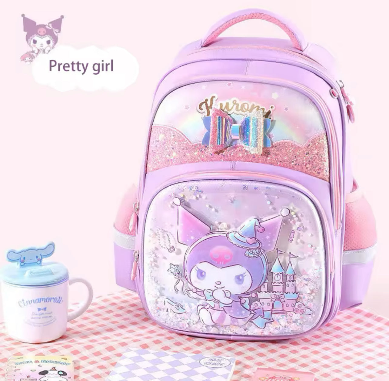 💞 Mochila escolar “Hello Kitty” Kawaii Kuromi &amp; Friends