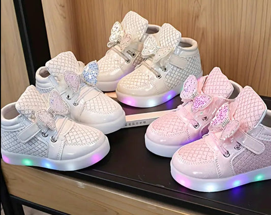 Adorable LED Light Up Skateboard Shoes With Sequin Bowknot 🎀