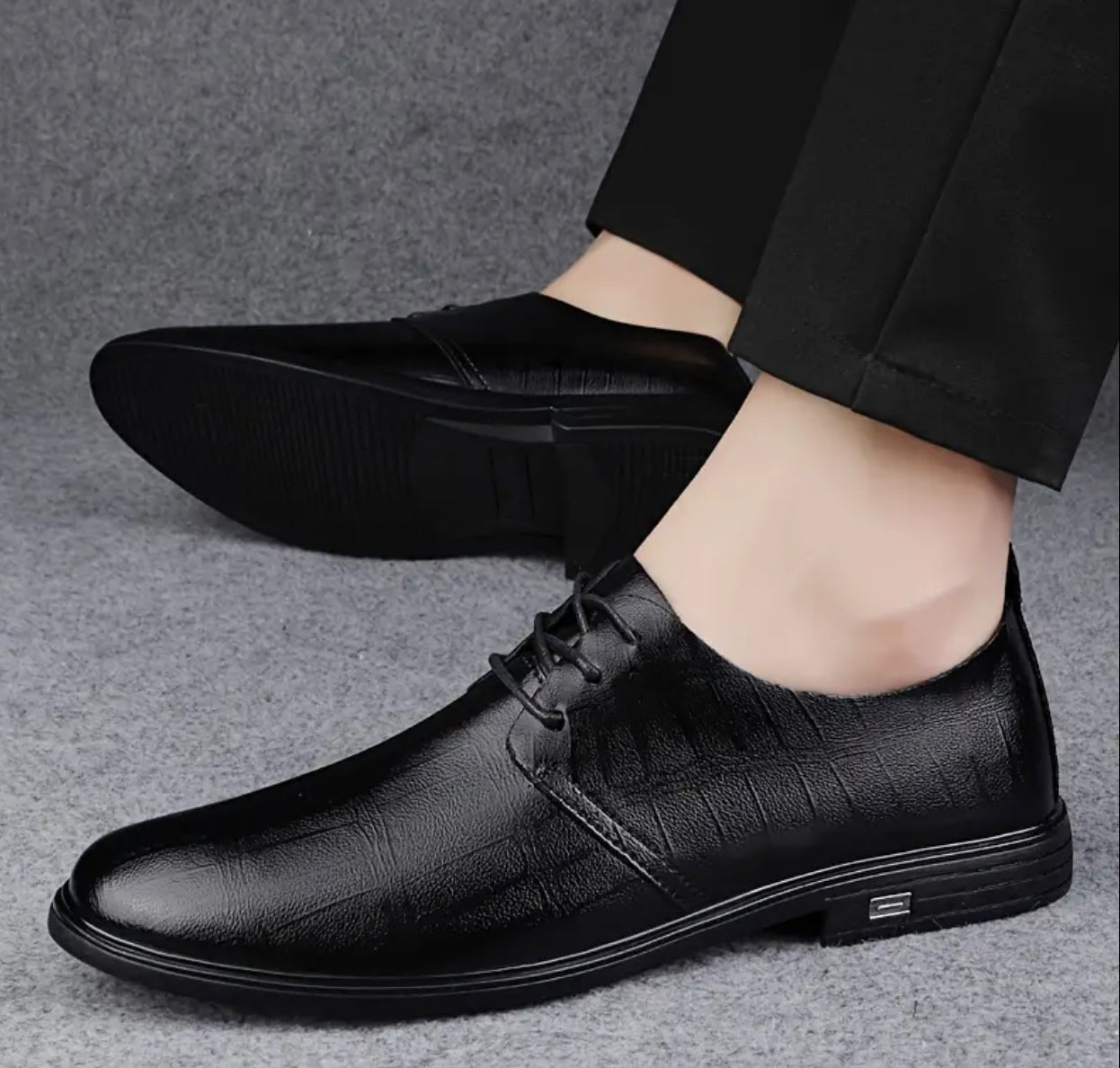 Zapatos formales de cuero partido para hombre, antideslizantes, con cordones