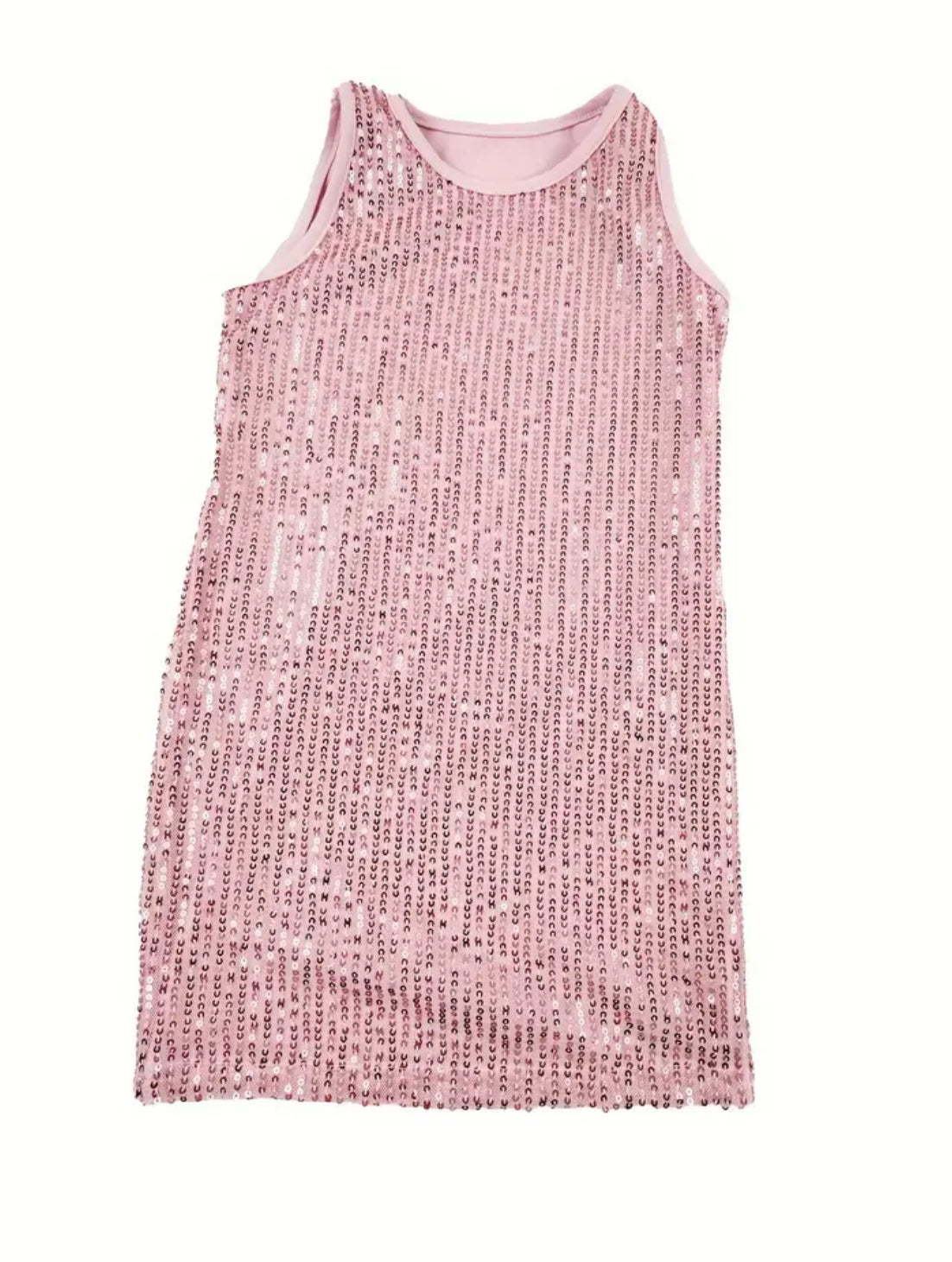 Glittering Sequin Decor, Sleeveless Dress For Girls