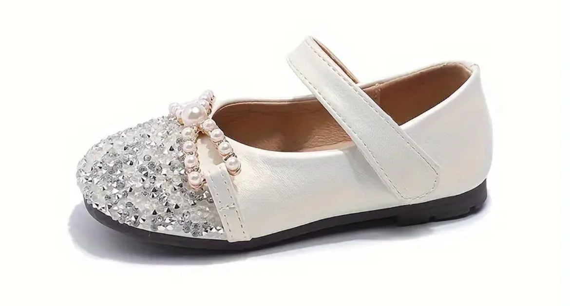 “Trendy Sequin Pearls & Rhinestones” Decor Mary Jane Shoes For Girls,