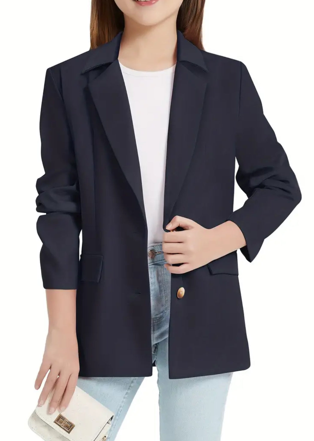 “Go Chic or Go Home” Teens Formal Blazer Long-sleeved Lapel Collar