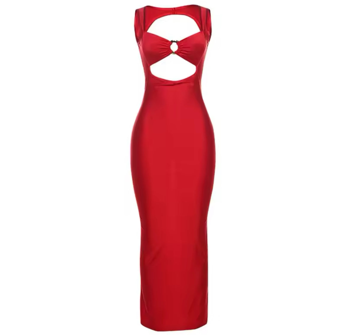 “Red Night” Club Outfits, Hollow Out Backless, Sleeveless Long Dress