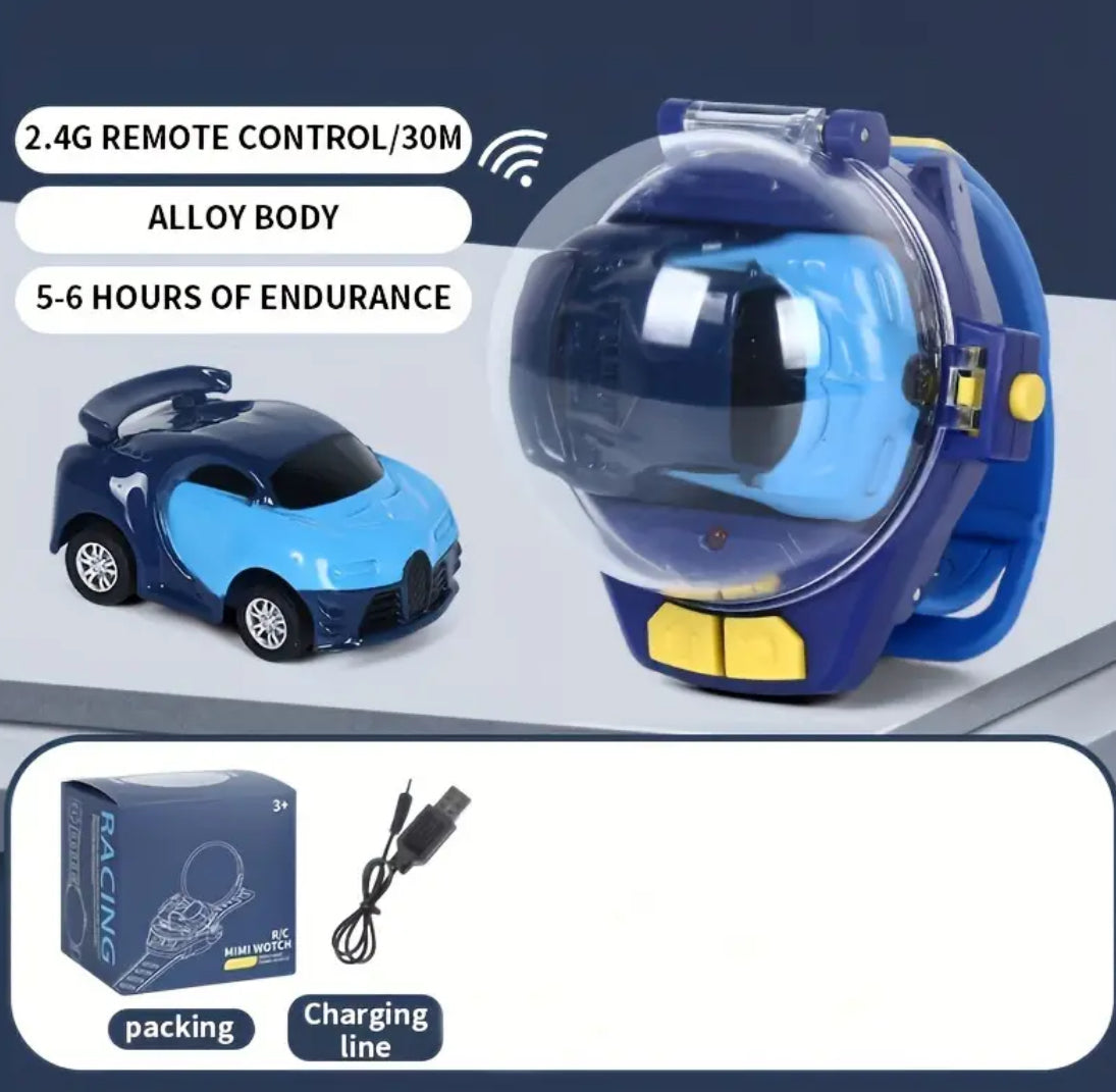 Mini Remote Control Car Watch Toy 2.4 GHz, Wrist Racing Watch, USB Charging Remote Control Interactive Toy Car