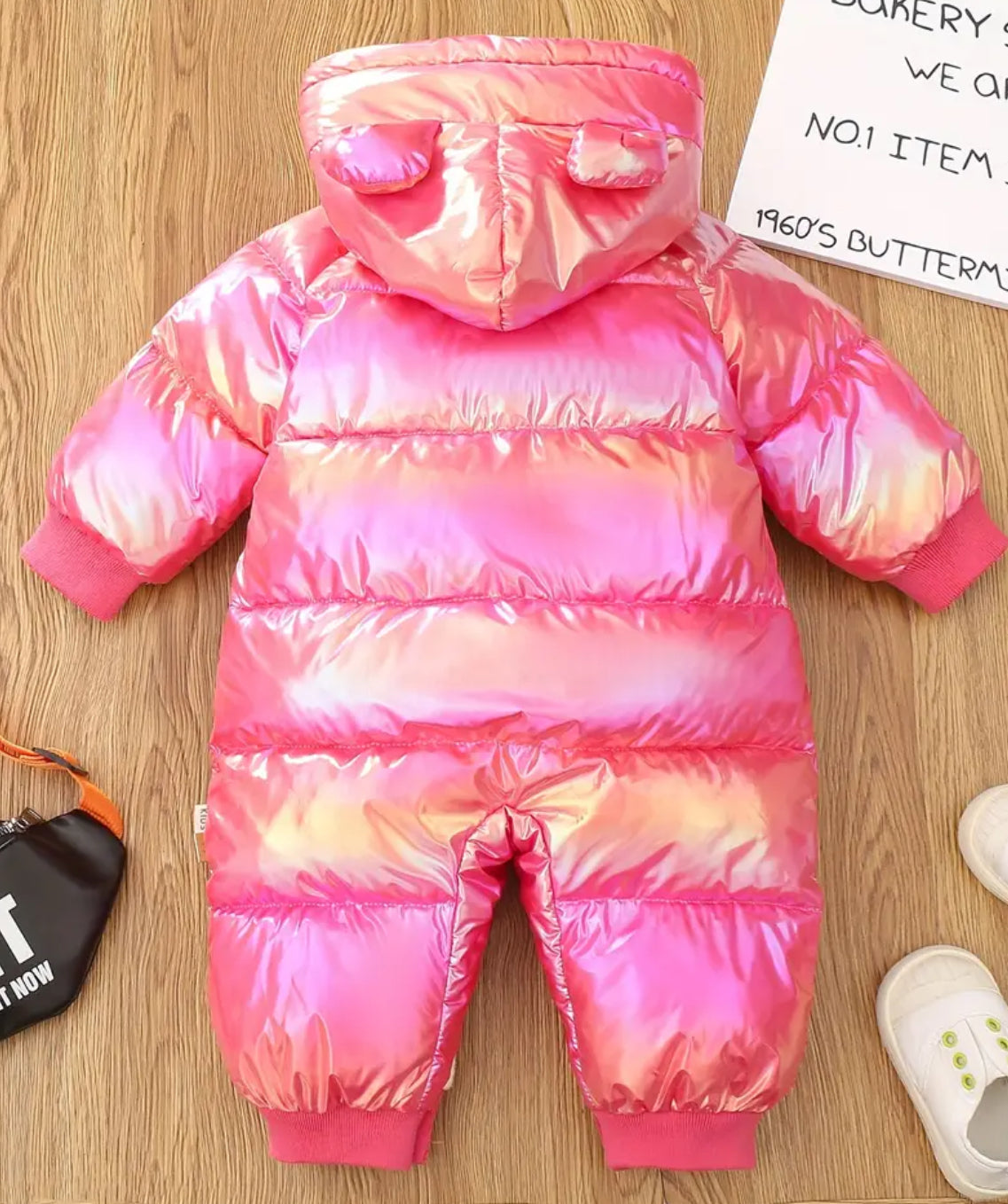 “Baby Bear” 🐻 Holographic Snowsuit, Puffer Coat with Hood and