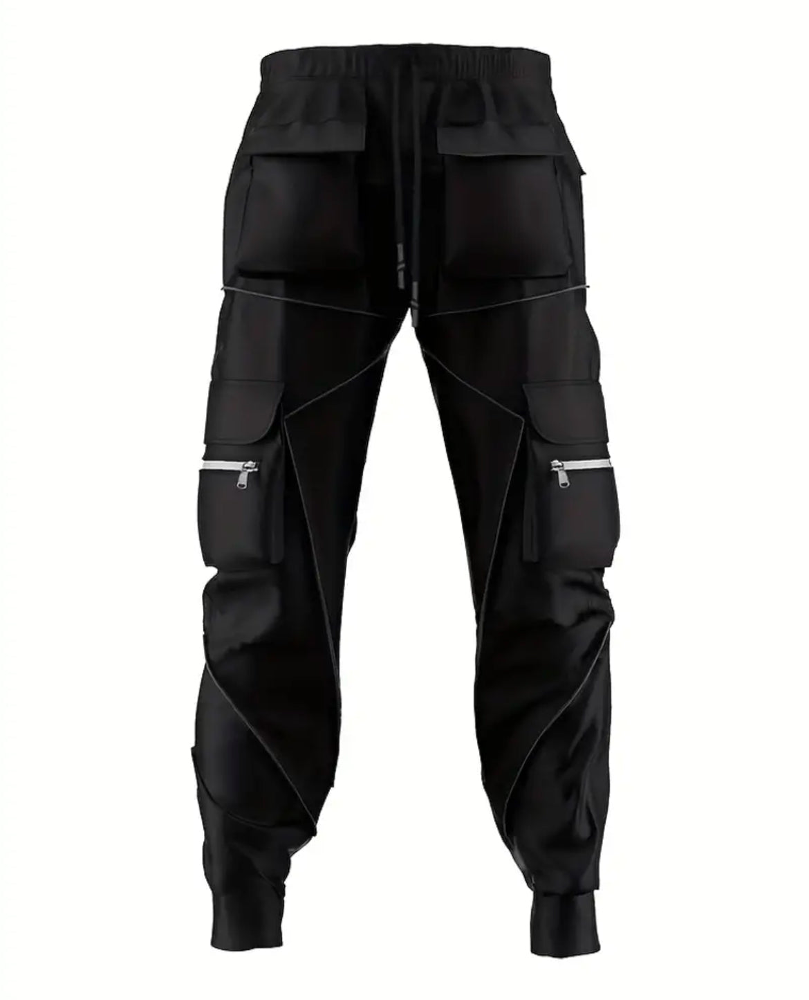 Men's Cargo Pants - Loose Straight Sports Joggers with Multi Pockets & Reflective Details