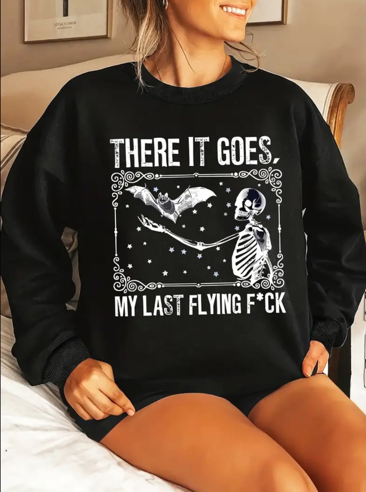 Plus Size Skull Print Sweatshirt, Casual