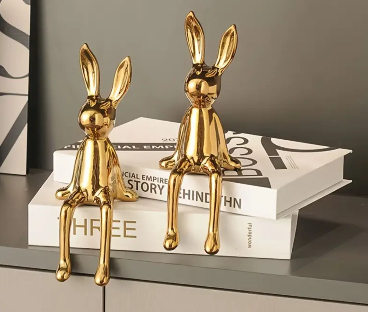 “Bunny” 🐰 1pc Adorable Long-Eared Sitting Rabbit Ornament - Ceramic Collectible Figurine