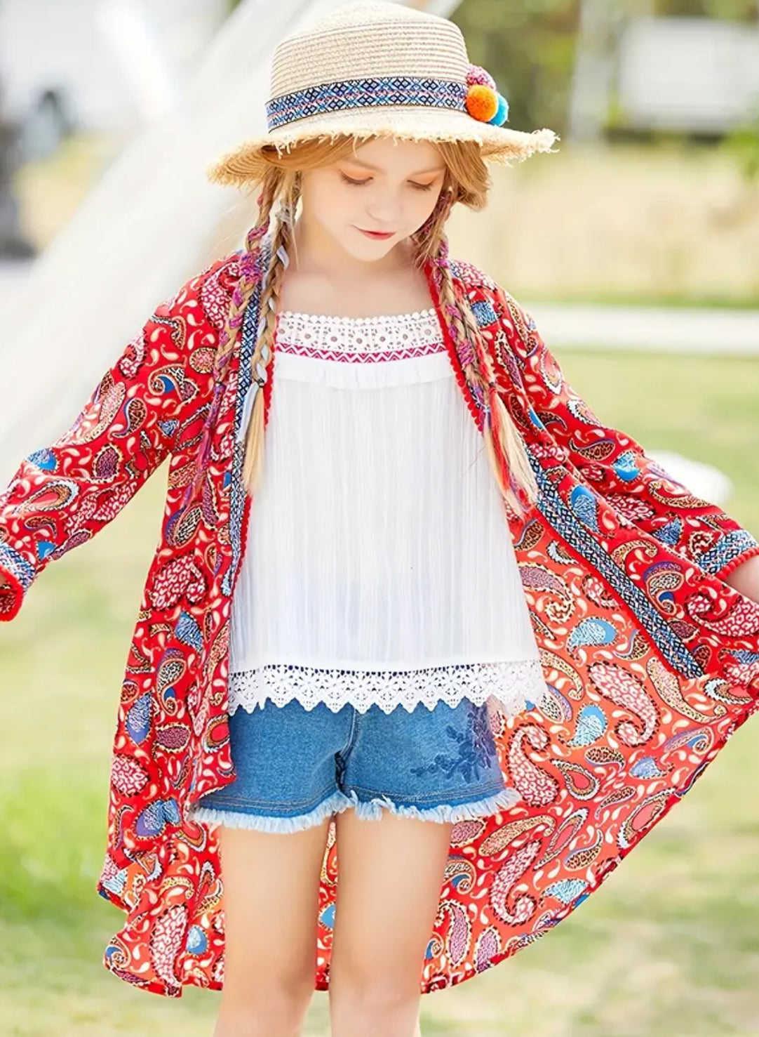 Girl's Bohemian Style Kids, Summer Breathable Cardigan