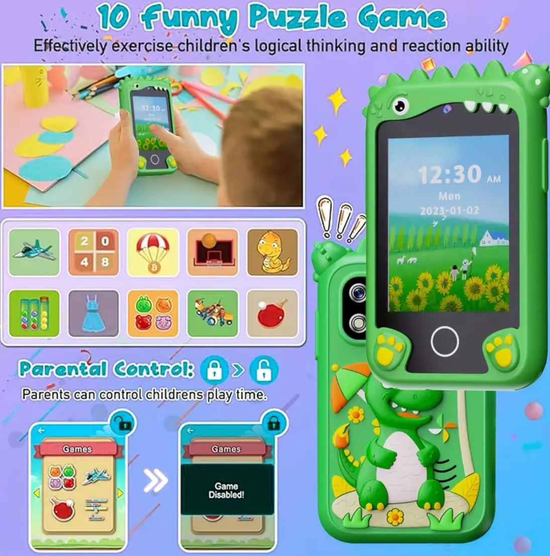 Kids Smart Phone Toys, Touchscreen HD Dual Camera Cell Phone For Kids