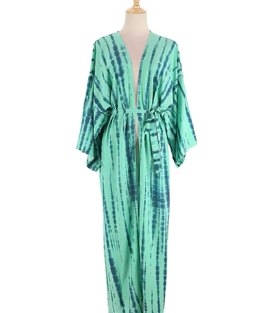 Color Wash Belted Pareo Bohemian Beach Kimono Dress