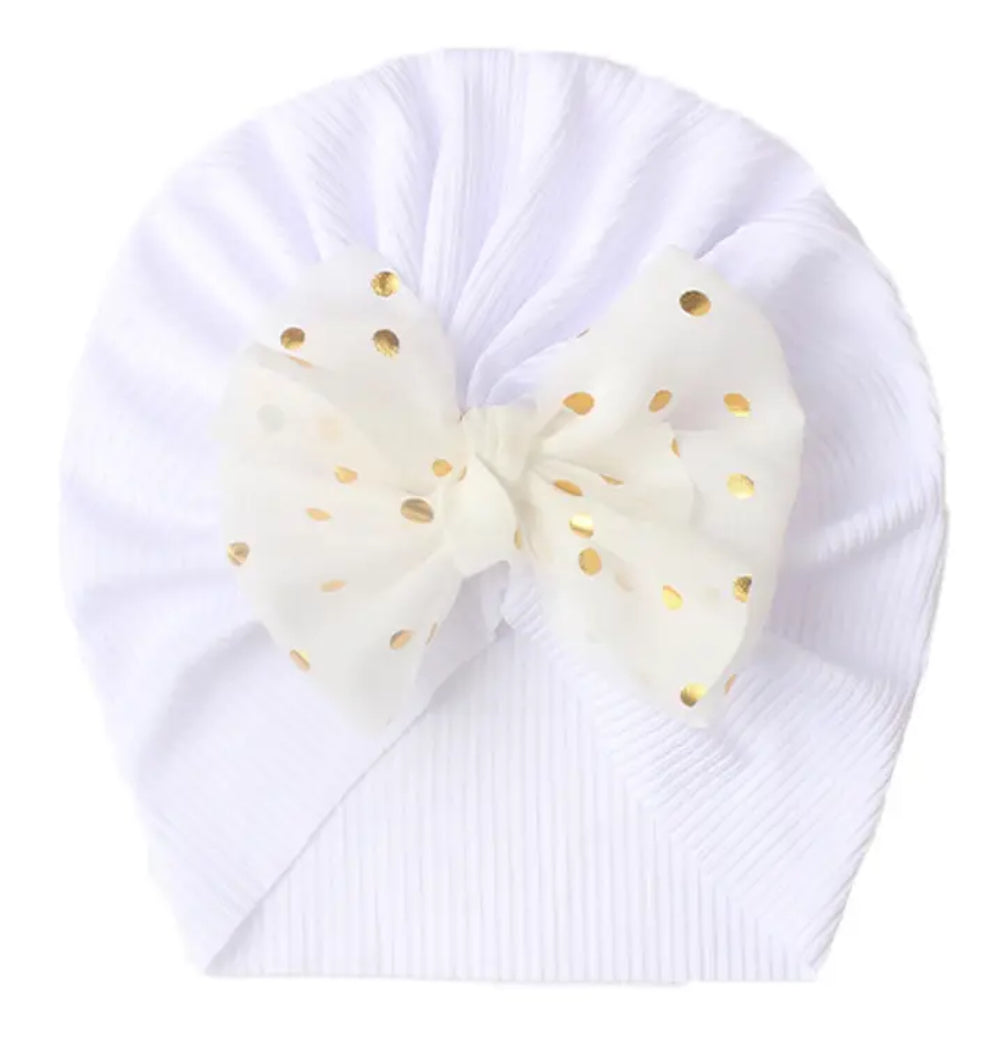 Little Girls ‘Gold Sequin Bows’ Headwear | Knitted Texture