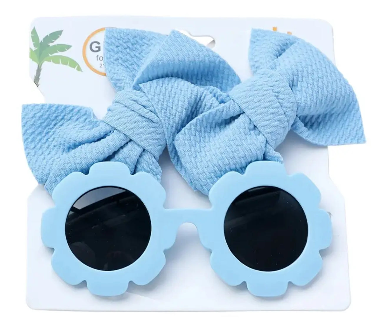 Conjunto de gafas de sol y lazo para el pelo para niña, protección ocular contra los rayos UV