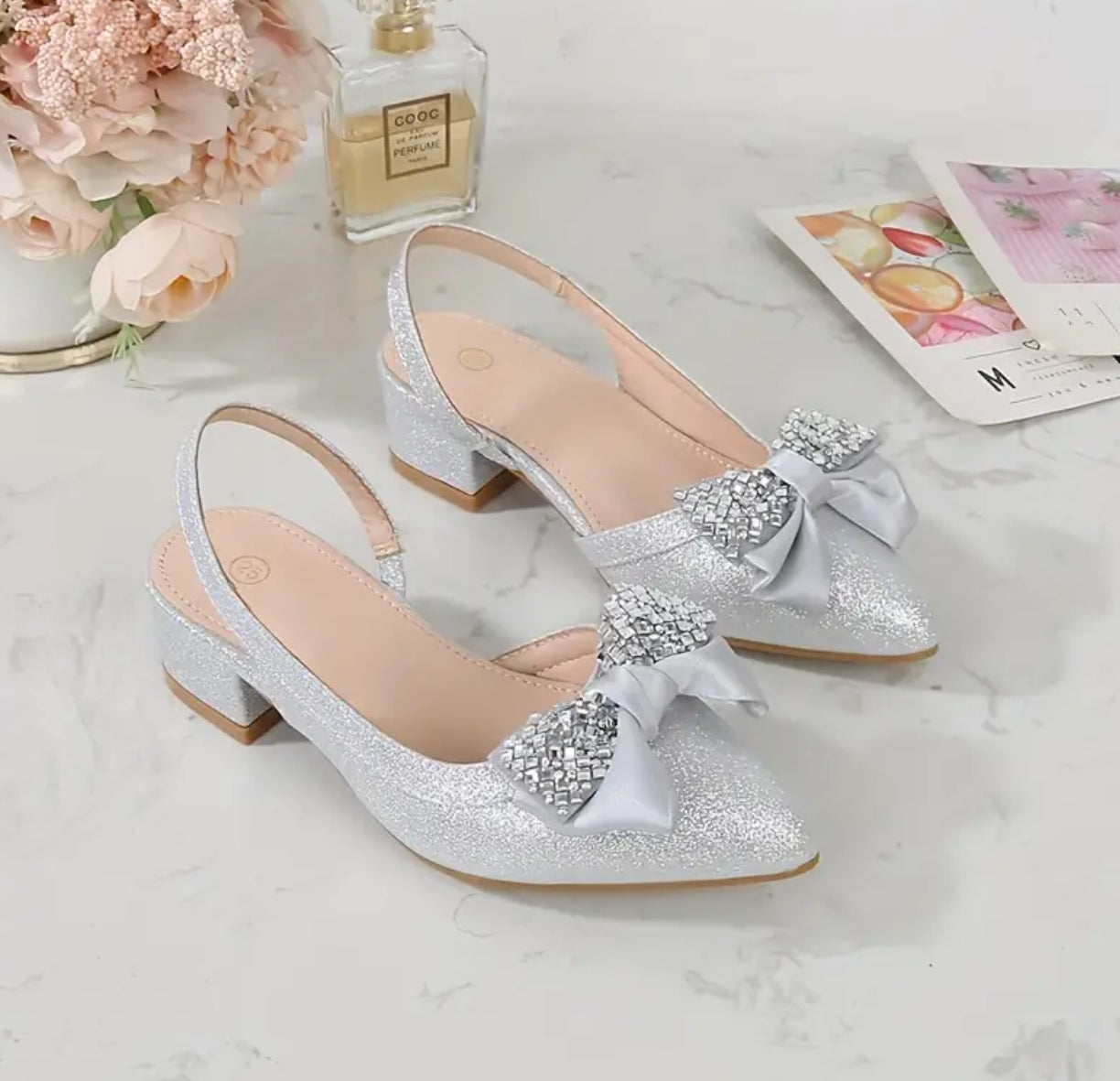 Princess Diana Rhinestone Bowknot High Heel Shoes For Girls