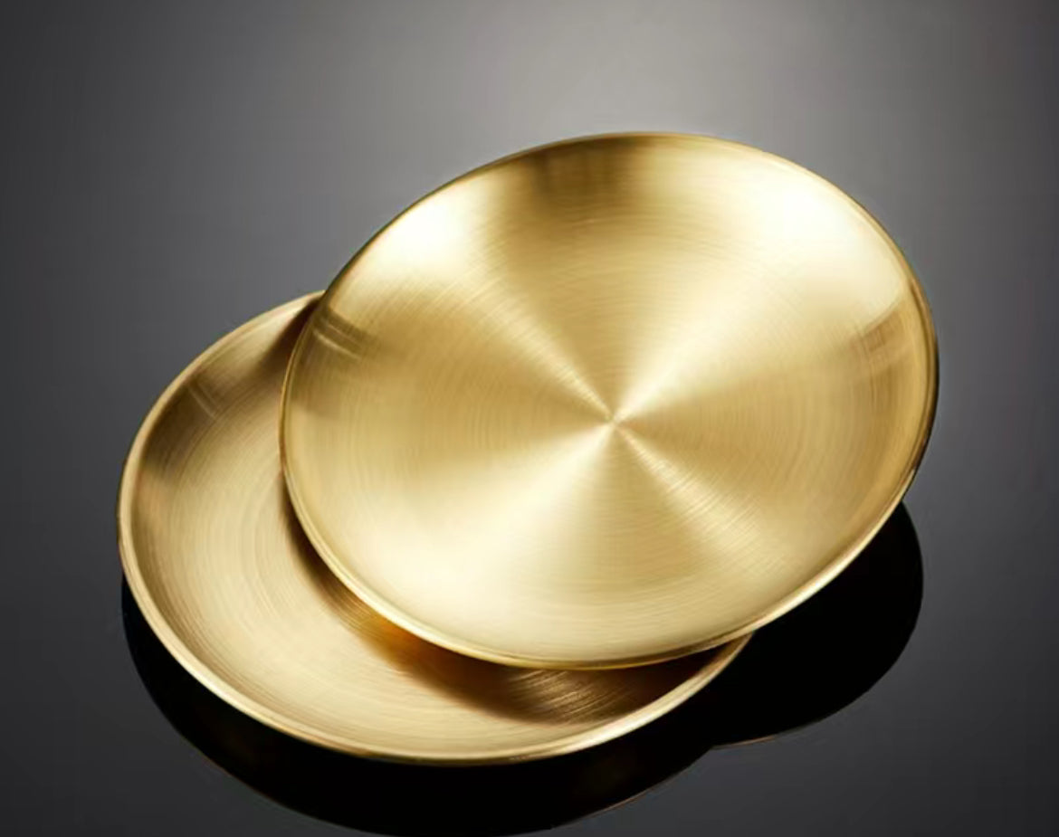 Gold 6pc Stainless Steel Small Dessert Plate Set
