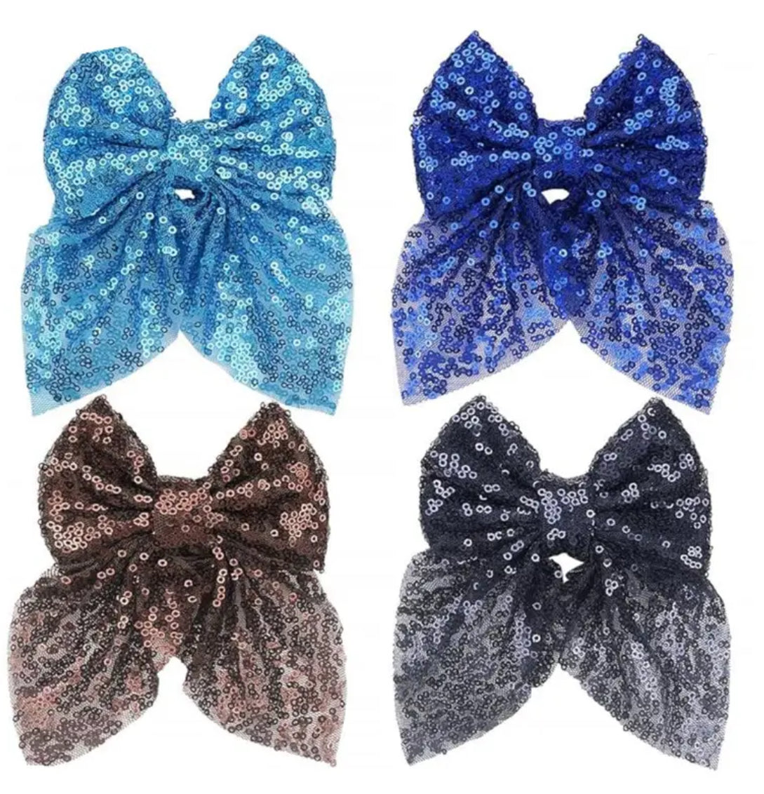 4pcs Vintage Sequin Decor Bowknot Hair Clips