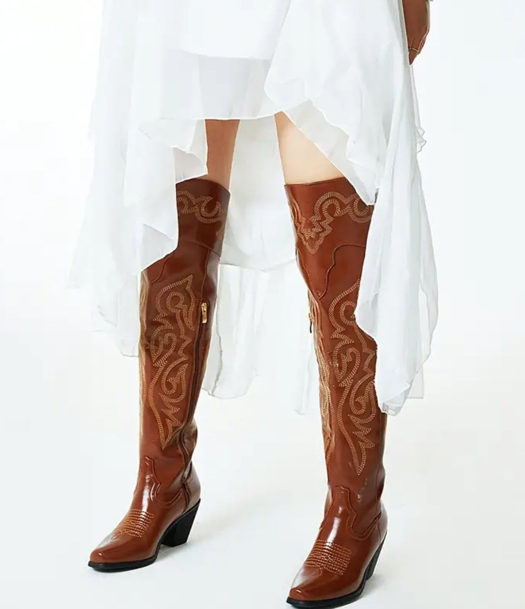 Women Cowboy Western, Vintage Retro High Heeled Long Boots