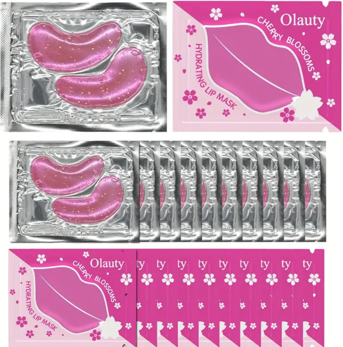 20pcs | Moisturizing Pink Crystal Under Eye Mask & Hydrating Lip Mask Sets