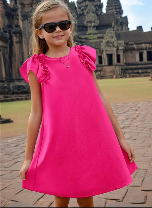 Girl's “Flounce” Sleeve Summer Casual Dress