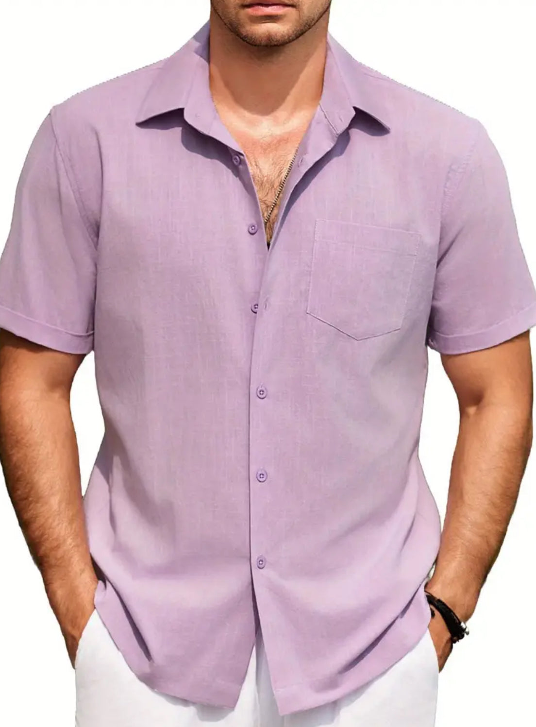 Mens ‘Beach Wave’ Short Sleeve Textured Styled Shirt S-3XL