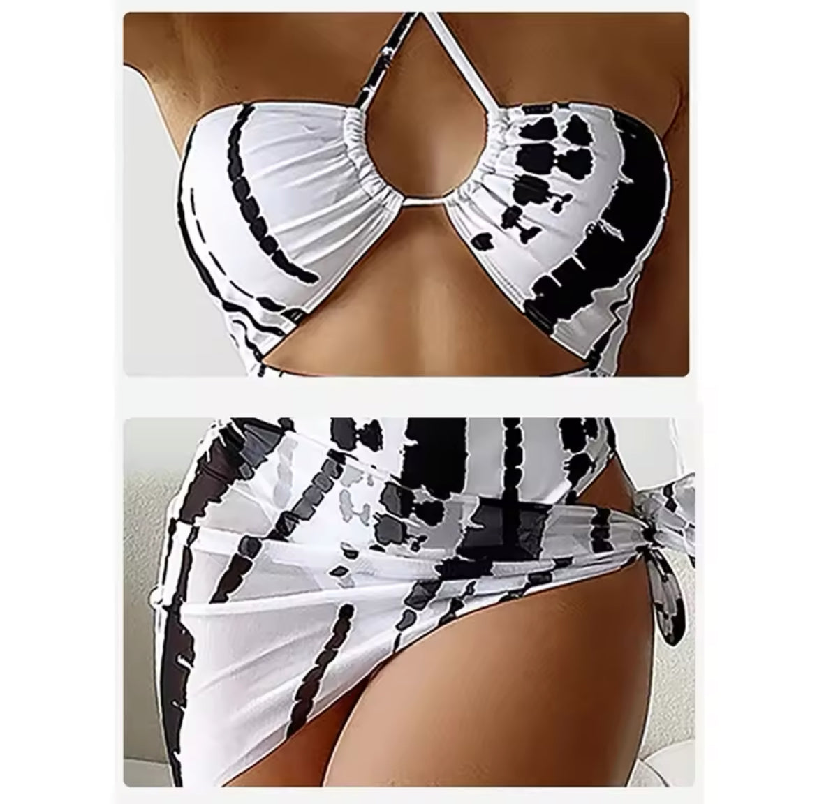 Three Piece Set, Neck Hanging Triangle with Hollow Out Swimsuit