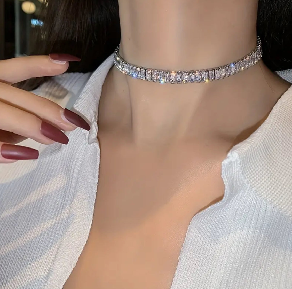 💎 Luxury Zircon Choker Necklace Short Clavicle Chain