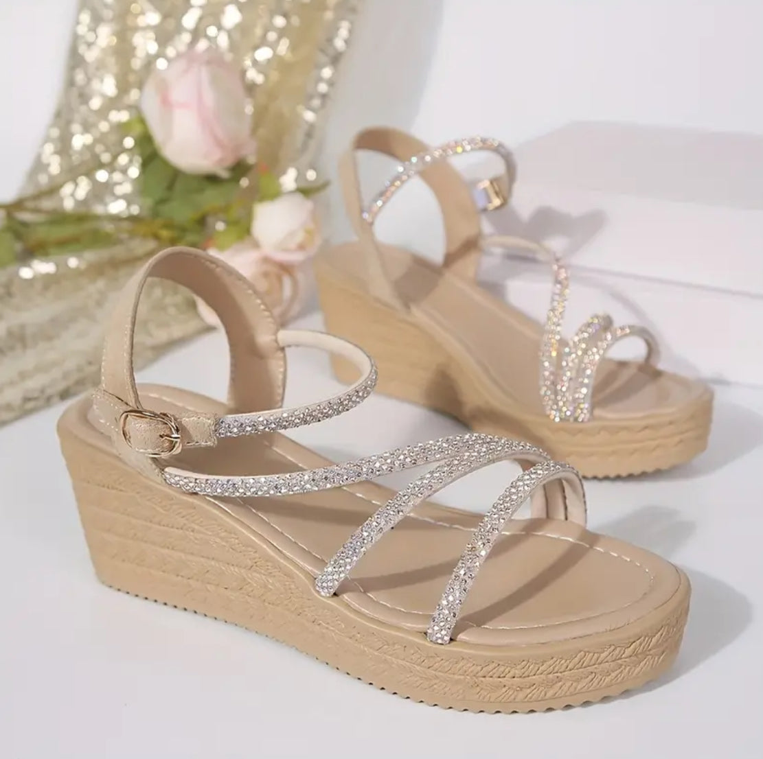 Women's Rhinestone Wedge Heeled Platforms