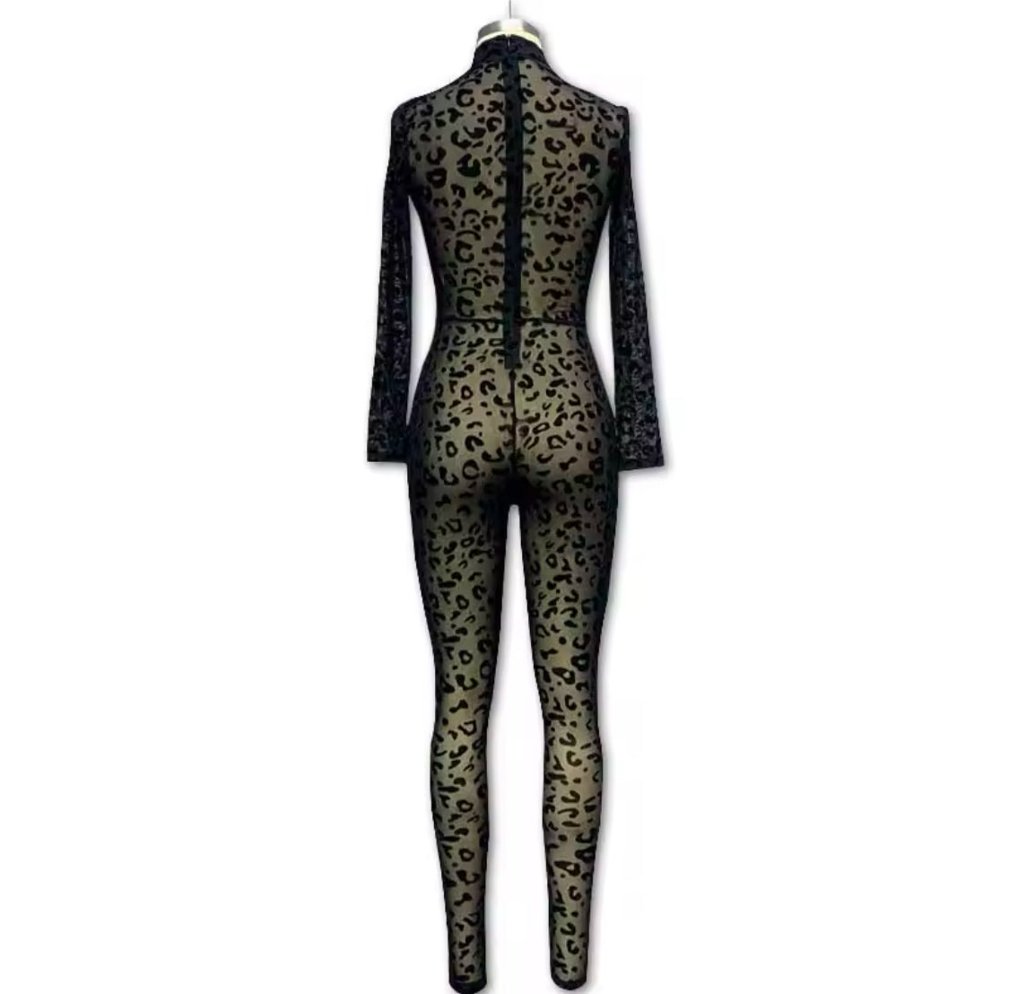 ‘Black Panther’ Leopard Sheer Jumpsuit Streetwear