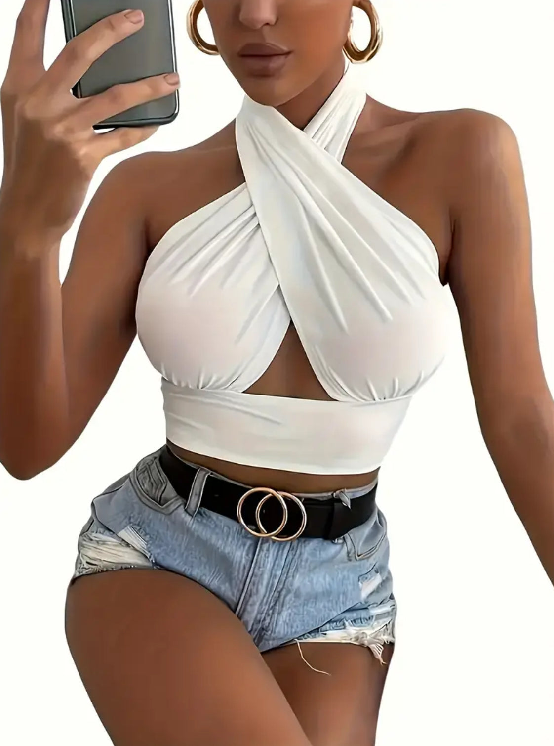 Women's Cross Halter Backless Vest Top