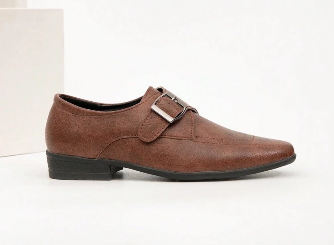 “CEO Boys” Brown Classic Matte Slip-On Leather Shoes