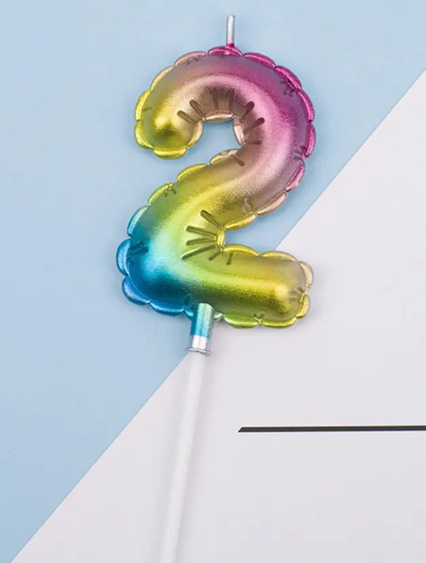 Rainbow Balloon Candles, Cake Topper