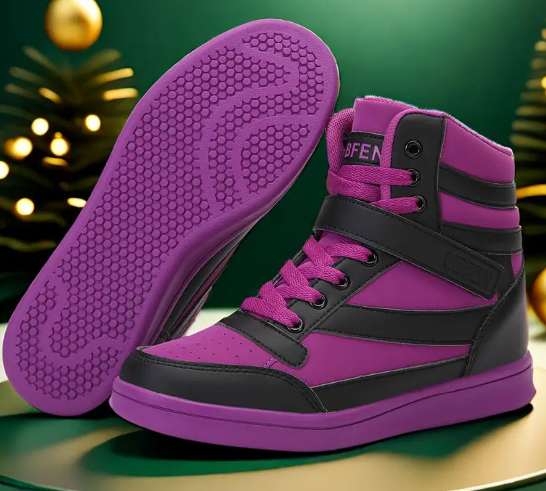 “Retro 80s” Women’s High Tops, Vibrant Color Wedge Heel Sneakers