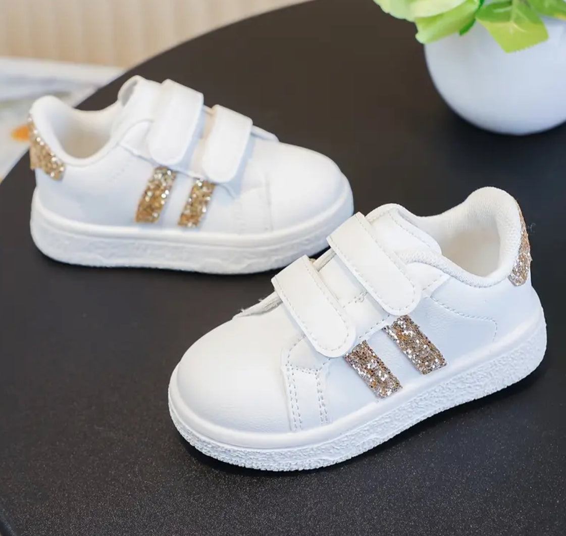 ‘GLITTER GIRLS’ Sneakers White Grip - Closure Low-Top Stylish 