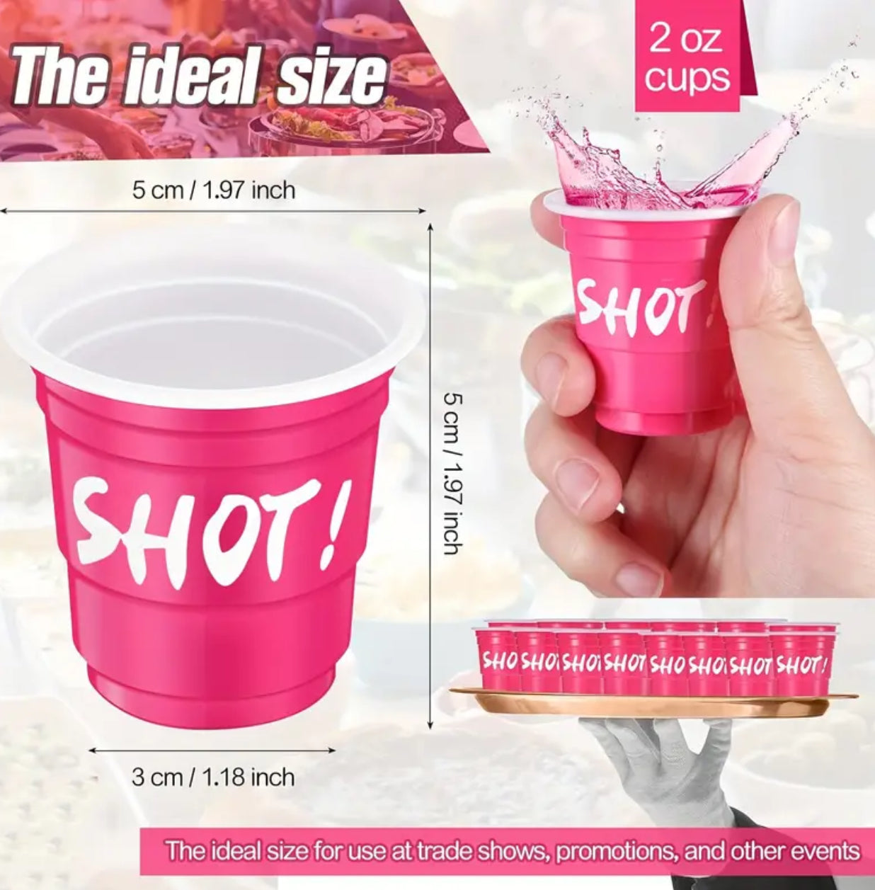 10/30pcs,“Shot” 2 Oz Plastic, Disposable, Party Favor Cups