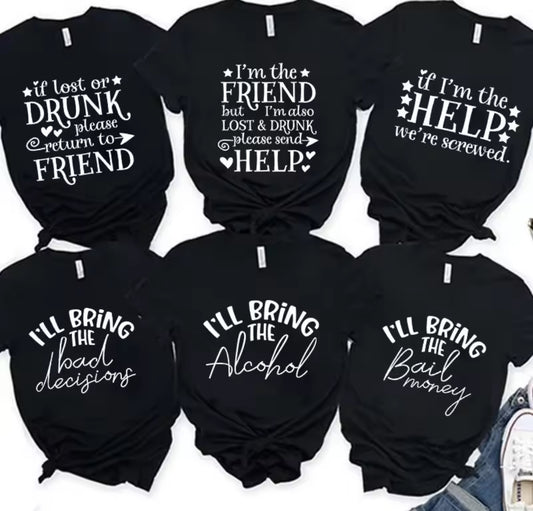 ‘Wedding Crew’ Matching Group T-shirts If Lost or Drunk Please Return To Friend