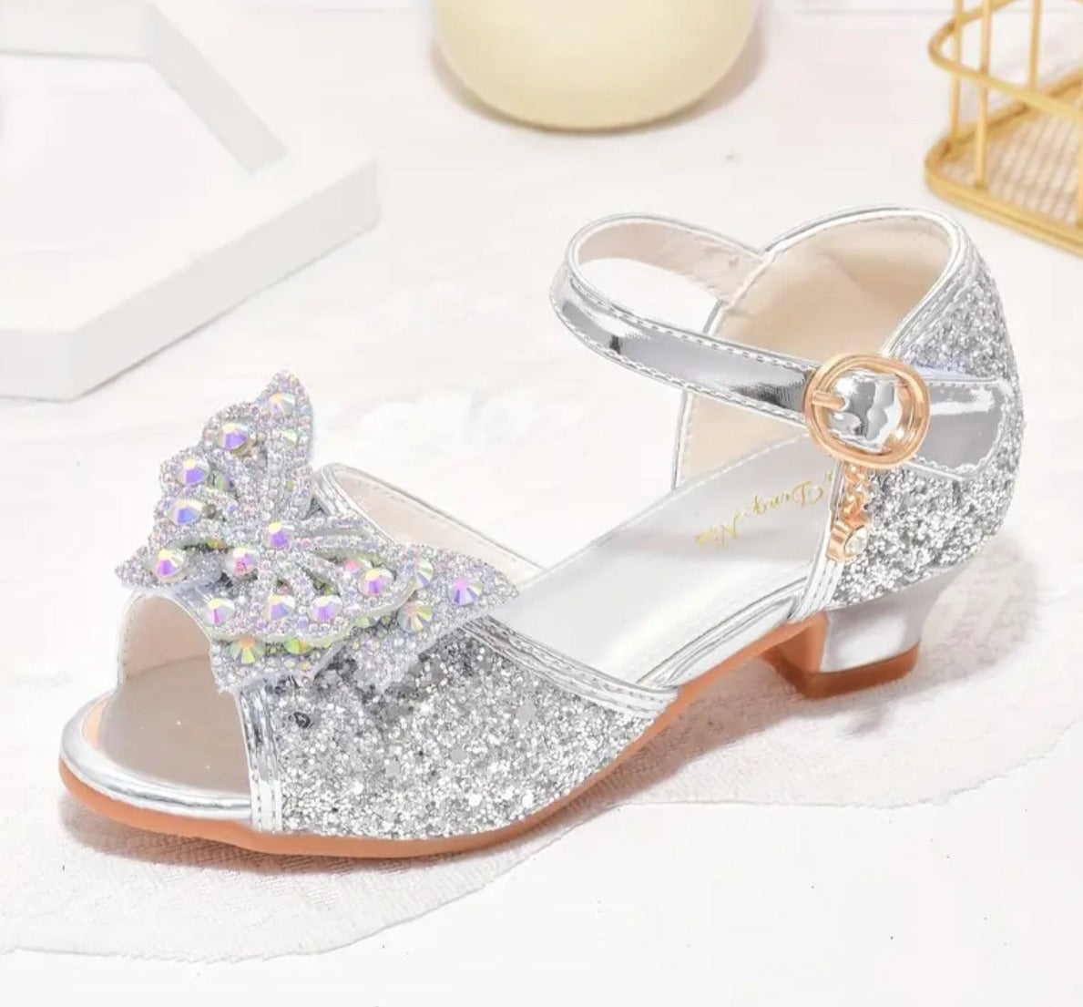 “Butterfly Sequin” Girls High-heeled, Breathable Lightweight Glam Shoes