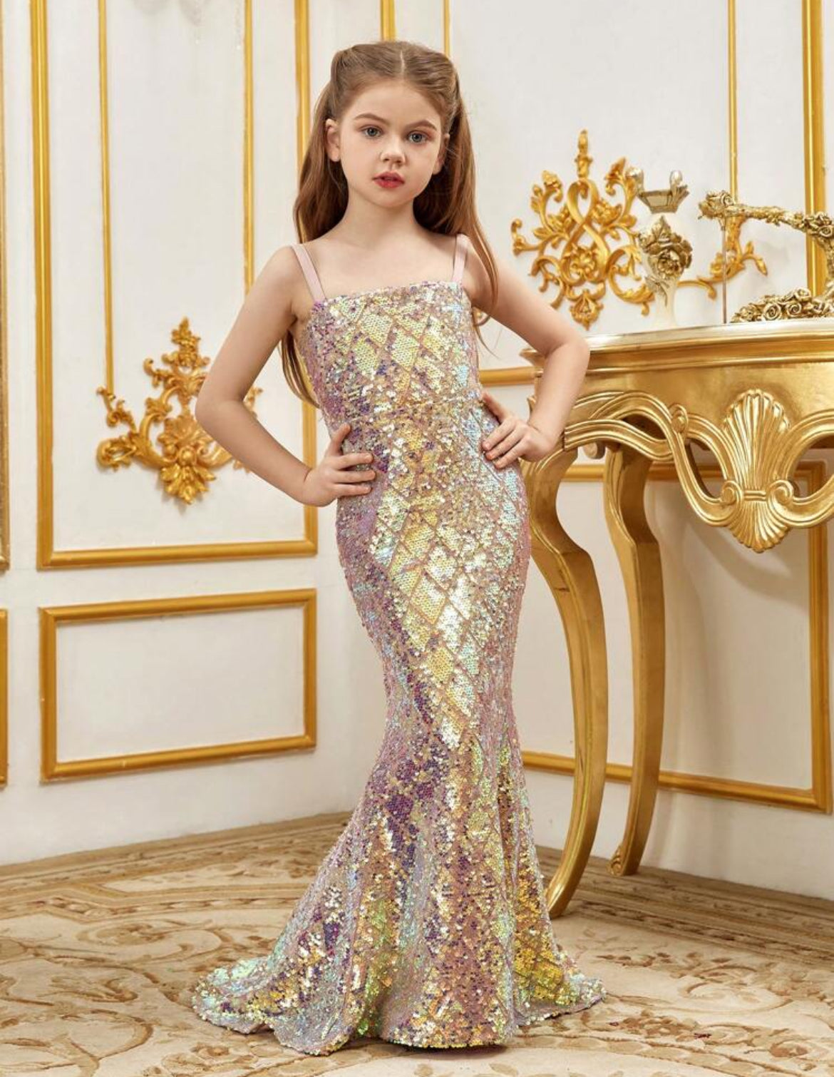 tween formal dresses Sleeveless Sequin Net Big Hem Trailing Princess Dress For Girls, Wedding Party Bridesmaid Gown then this is the dress for you Llywey Tween Formal Dress, Baby