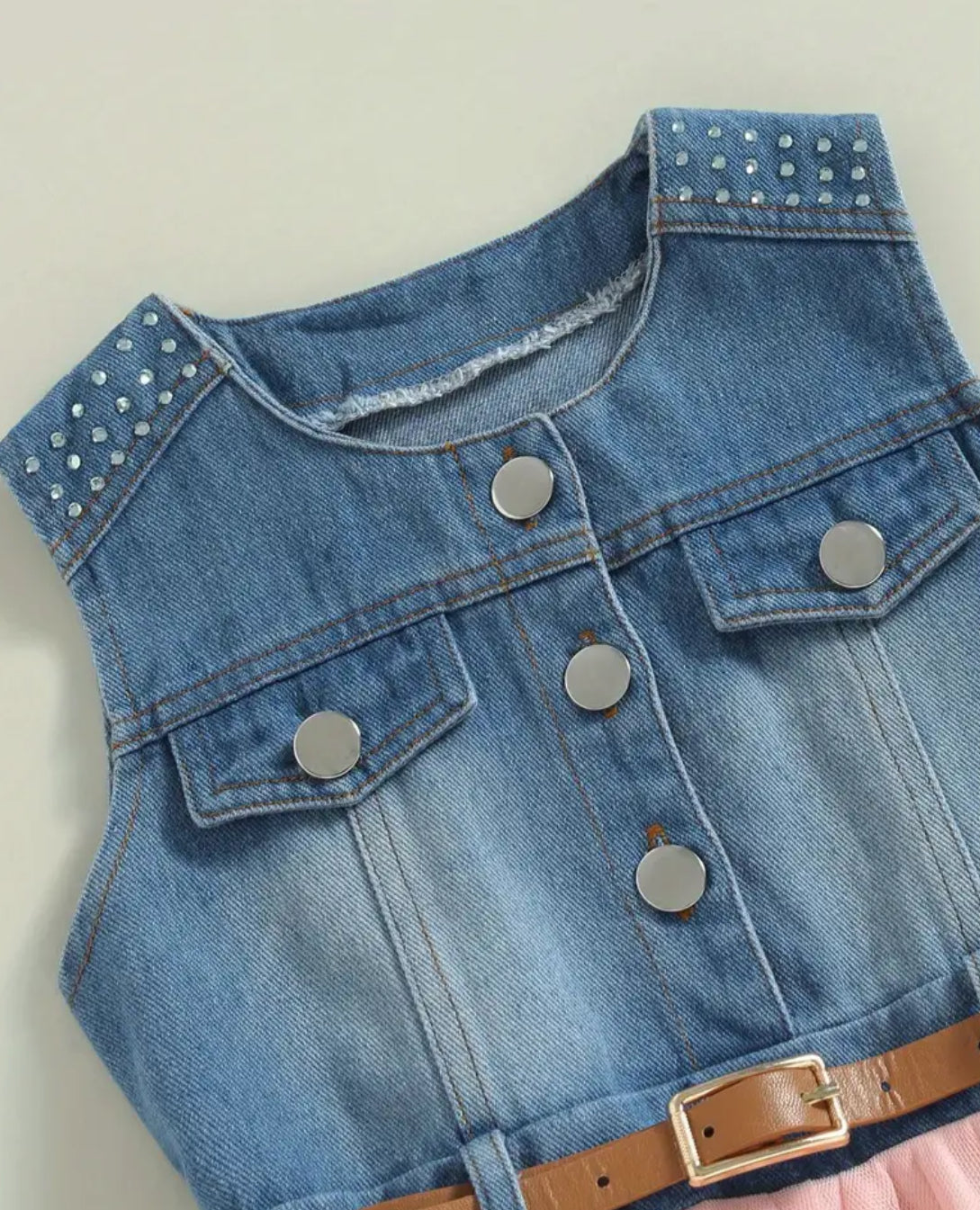 Toddler Girls, Patchwork Fashion Dress, Mesh Denim