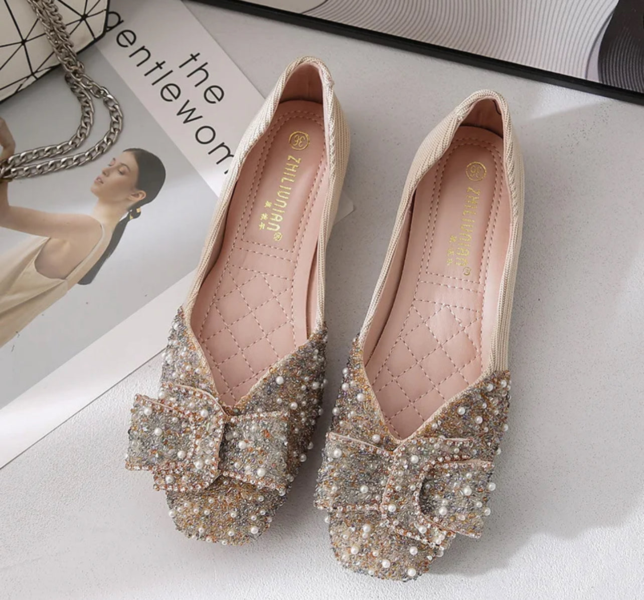 2024 New “Sweet Woman” Elegant Square Toe Bowknot Ballet Lady Flats