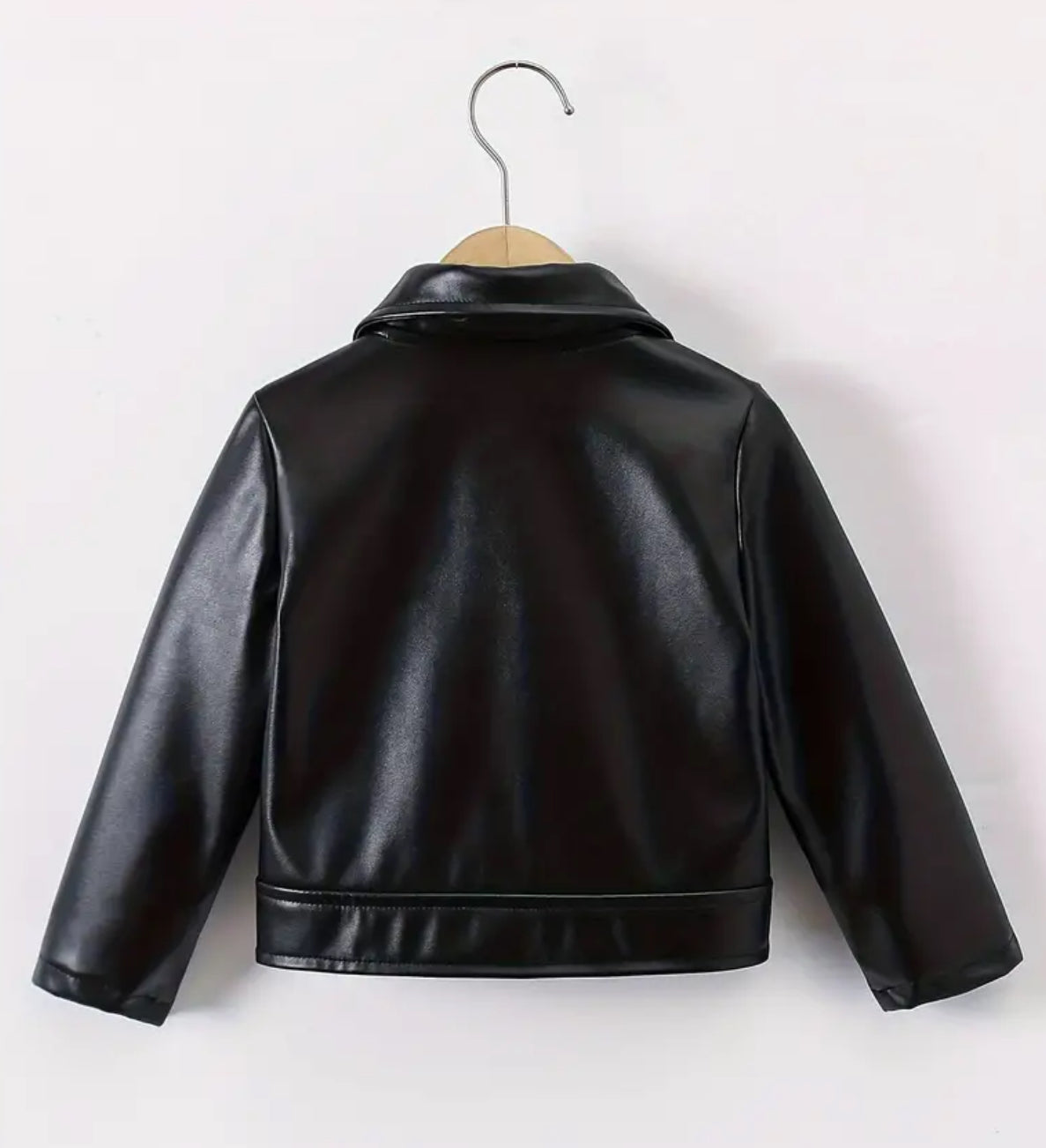 Youth, Solid PU Leather, Lapel Collar Jacket