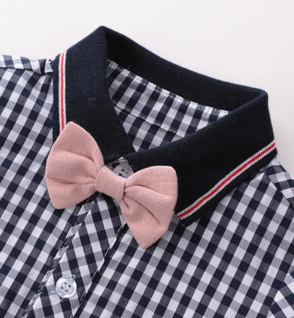 Pink Bowtie’s & Suspender Shorts Set